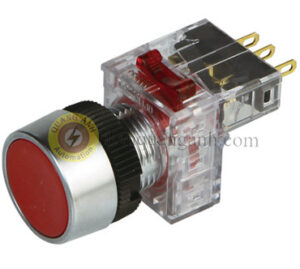 DRX-RM1D - Nút nhấn nhả vỏ crôm Ø16, 1NO 1NC, đèn LED 12~24VDC