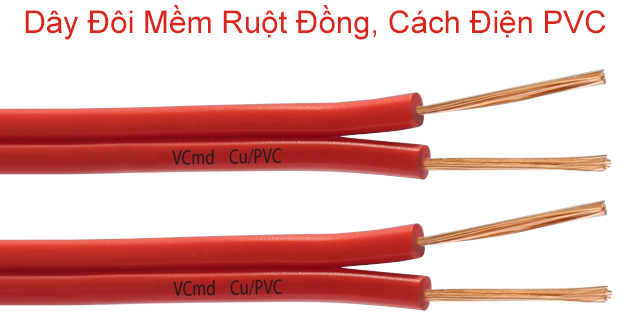 Dây Điện Đôi Mềm Ruột Đồng, Cách Điện PVC Dân Dụng VCmd