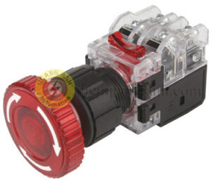 MRA-KR1D0 - Nút nhấn khẩn (nhấn giữ) Ø25 1NO 1NC đèn LED 12~24V AC/DC