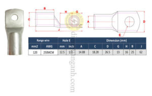 NC120-12 - Đầu cos đồng 120mm²