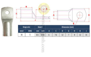 NC16-8 - Đầu cos đồng 16mm²