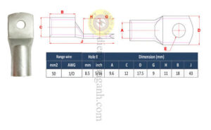 NC50-8 - Đầu cos đồng 50mm²