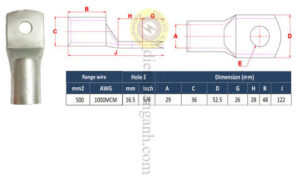 NC500-16 - Đầu cos đồng 500mm²