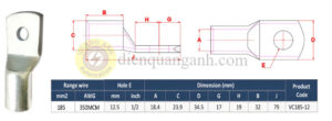 VC185-12 - Đầu cos đồng 185mm²