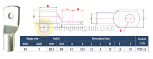 VC35-10 - Đầu cos đồng 35mm²