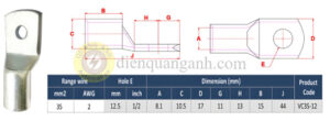 VC35-12 - Đầu cos đồng 35mm²