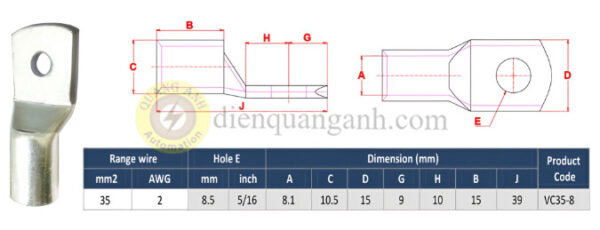 VC35-8 - Đầu cos đồng 35mm²