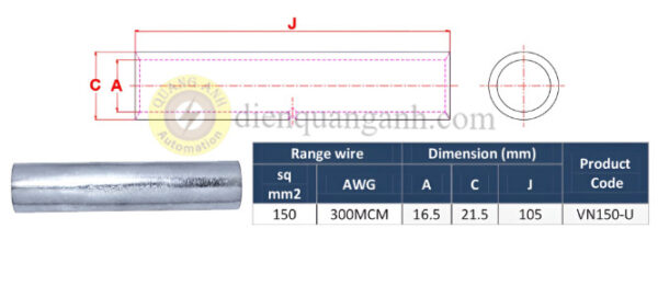 VN150-U - Ống nối đồng cáp ngầm trung thế 30KV