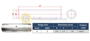 VN6-L - Ống nối đồng mạ thiếc 6mm²