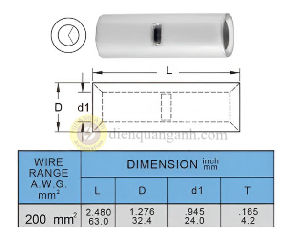 BNT200 - Cosse nối 200