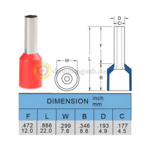 E10-12 - Cosse pin rỗng bọc nhựa 10-12 - RED