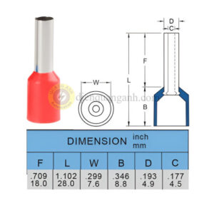 E10-18 - Cosse pin rỗng bọc nhựa 10-18 -RED/BROWN