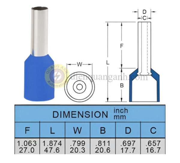 E120-27-BLUE - Cosse pin rỗng bọc nhựa