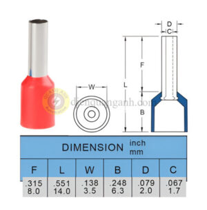 E1508-RED - Cosse pin rỗng bọc nhựa 1508