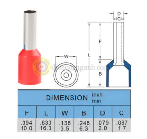 E1510-RED - Cosse pin rỗng bọc nhựa 1510