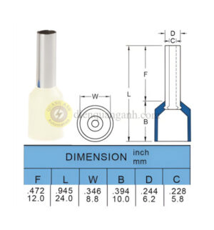 E16-12 - Cosse pin rỗng bọc nhựa 16-12