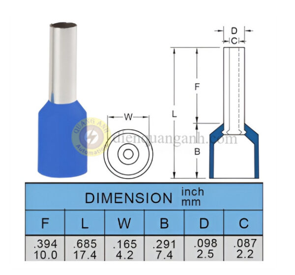 E2510-BLUE - Cosse pin rỗng bọc nhựa 2510 - BLUE