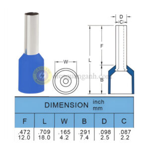 E2512-BLUE - Cosse pin rỗng bọc nhựa 2512