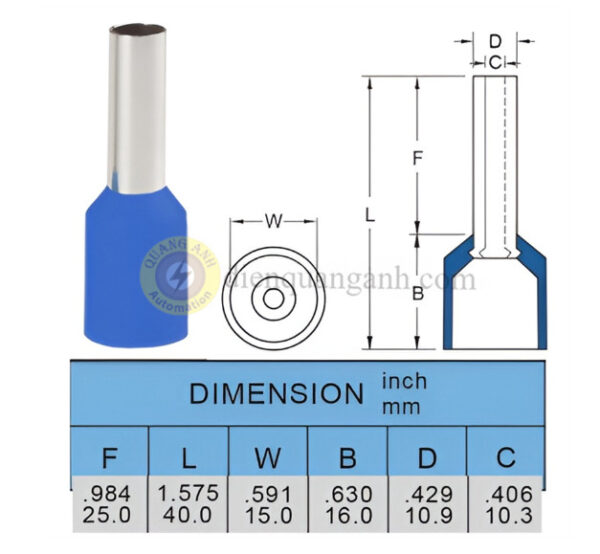 E50-25-BLUE - Cosse pin rỗng bọc nhựa 50-25