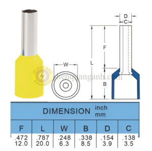 E6012-YELLOW - Cosse pin rỗng bọc nhựa 6012