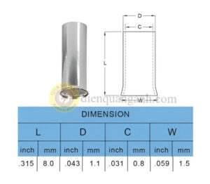 EN0208 - Cosse pin rỗng trần 0208