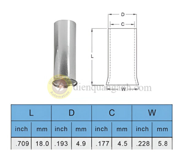 EN10-18 - Cosse pin rỗng trần 10-18