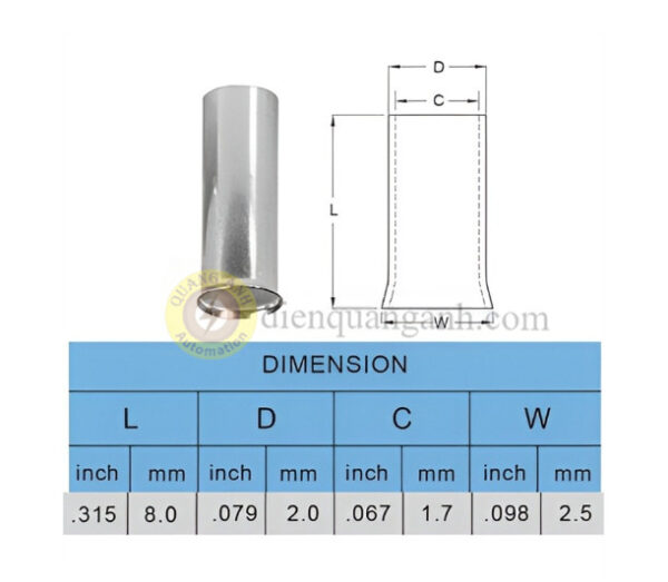 EN1508 - Cosse pin rỗng trần 1508