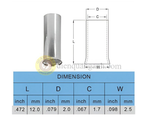 EN1512 - Cosse pin rỗng trần 1512