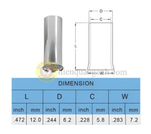 EN16-12 - Cosse pin rỗng trần 16-12