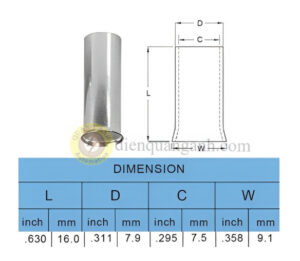 EN25-16 - Cosse pin rỗng trần 25-16