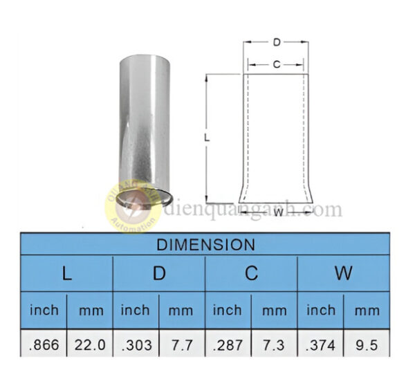 EN25-22 - Cosse pin rỗng trần 25-22