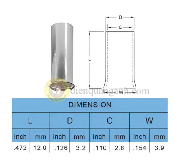 EN4012 - Cosse pin rỗng trần 4012