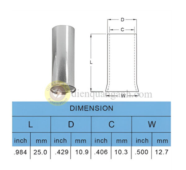 EN50-25 - Cosse pin rỗng trần 50-25