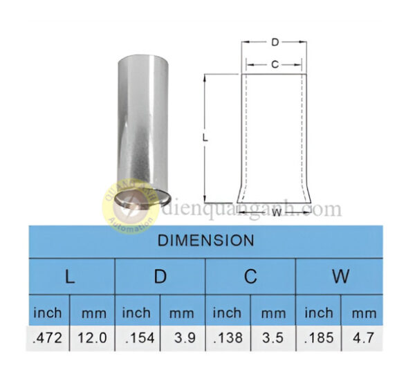 EN6012 - Cosse pin rỗng trần 6012