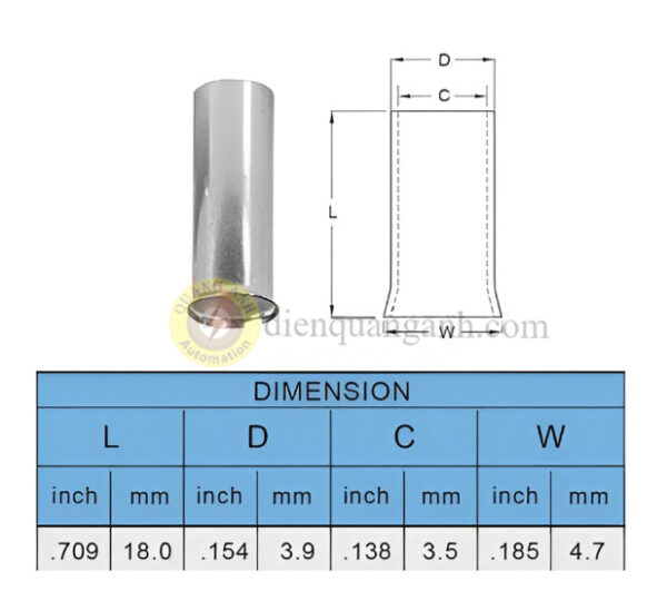 EN6018 - Cosse pin rỗng trần 60-18