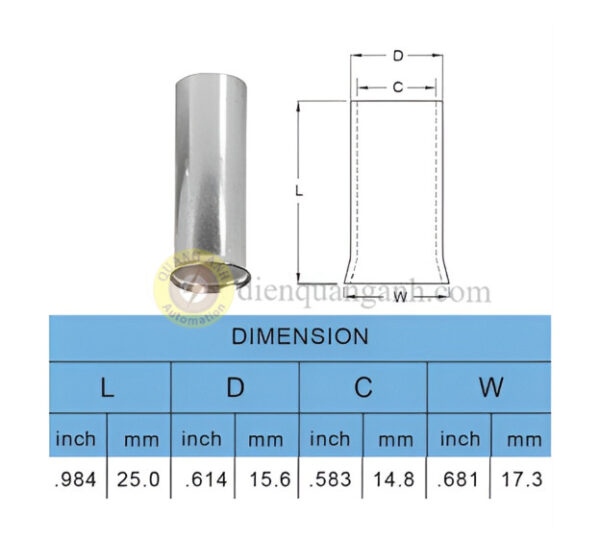 EN95-25 - Cosse pin rỗng trần 95-25