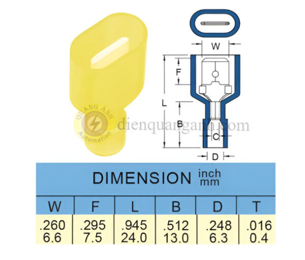 MDFN5-250 - Cosse cách điện nylon đực