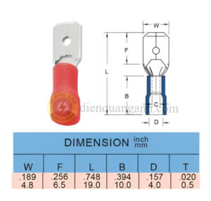 Cosse ngắt phụ đực - có bọc nhựa