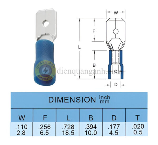 MDV2-110(5) - Cosse ngắt phụ đực - có bọc nhựa