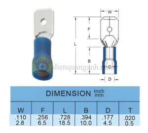 MDV2-110(8) - Cosse ngắt phụ đực - có bọc nhựa