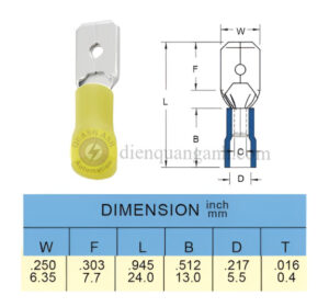 MDV5-250 - Cosse ngắt phụ đực - có bọc nhựa