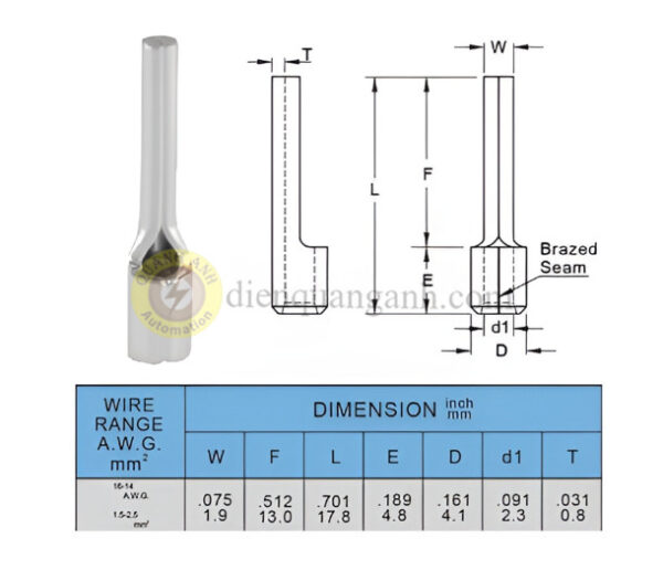 PTNB2-13 - Cosse pin đặc trần