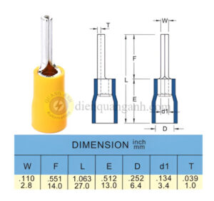 PTV5-13 - Cosse pin tròn đặc phủ nhựa