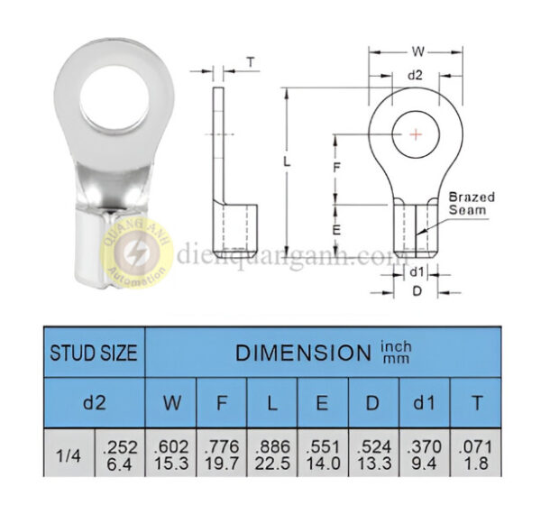 RNBS38-6-90D - Cosse vòng trần 90 Độ 38mm