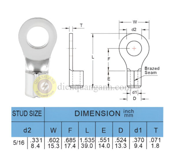 RNBS38-8 - Cosse vòng trần 38-8