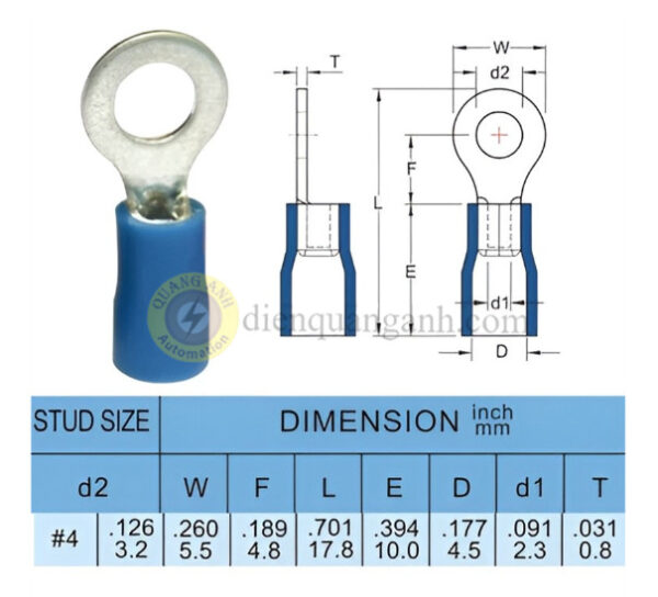 RVB2-3.2 - Cosse vòng bọc nhựa 2-3.2 (B)