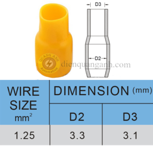 V-1.25-YELLOW - Đầu chụp cosse vinyl 1.25 màu vàng