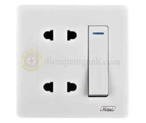 HWDP1G2W22P - Công tắc đơn 2 chiều kết hợp ổ cắm đôi 2 chấu